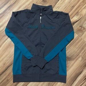 Harley-Davidson Gray and Teal Zip-Up Jacket Sz Med